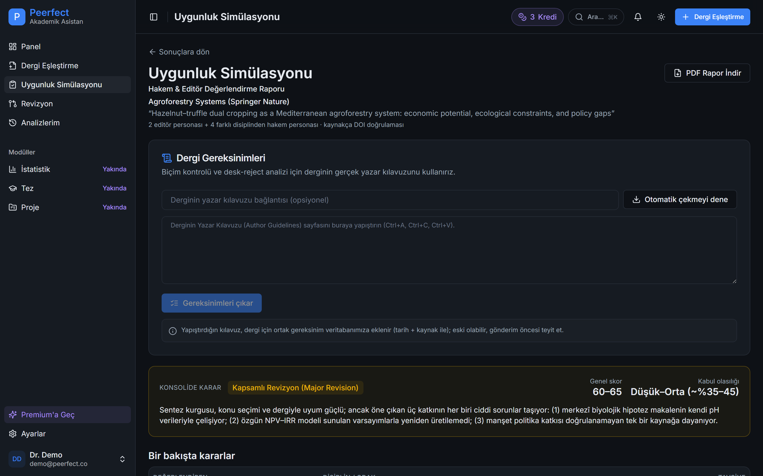 Uygunluk Simülasyonu — konsolide karar, editör ve hakem değerlendirme raporu