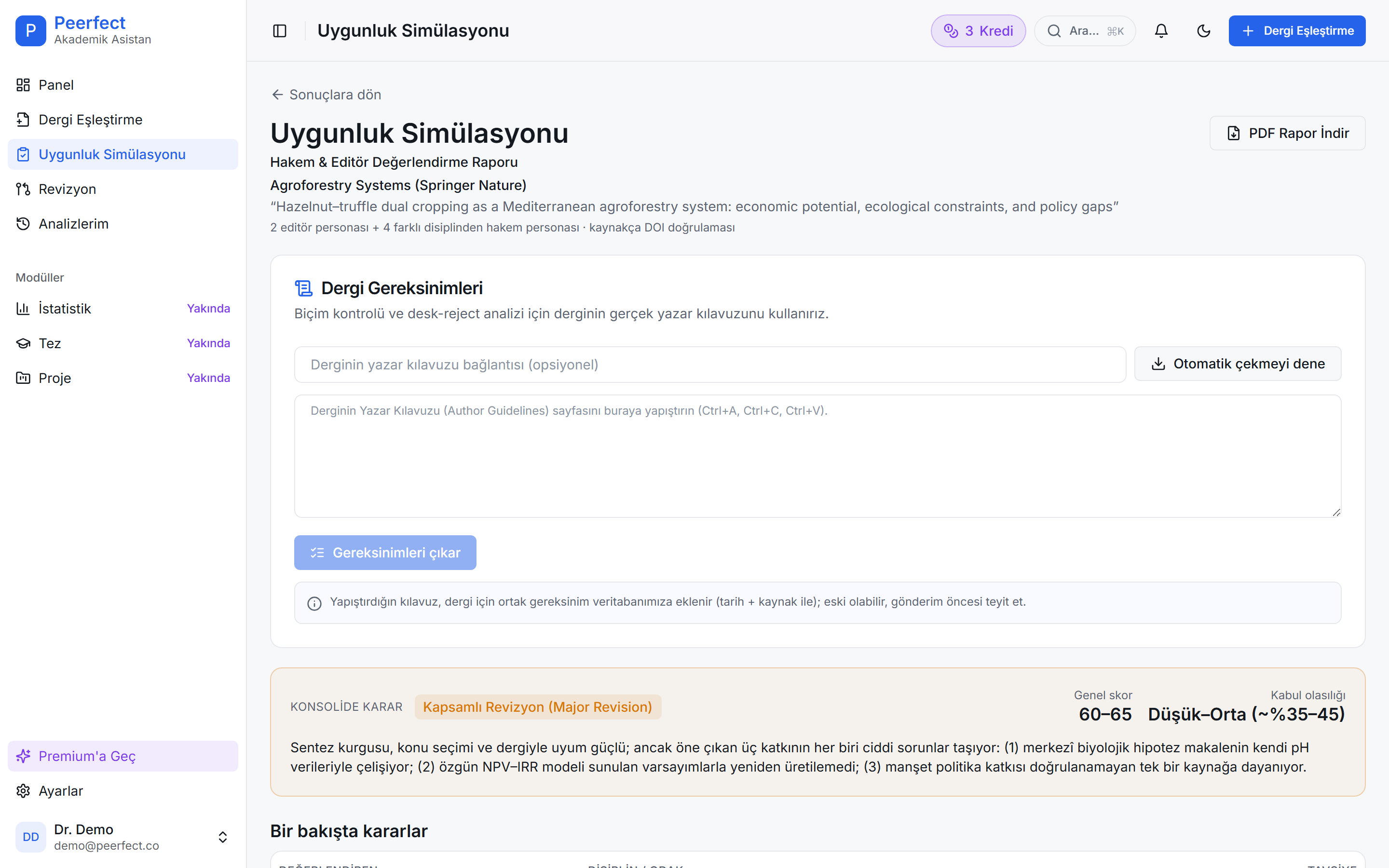 Uygunluk Simülasyonu — konsolide karar, editör ve hakem değerlendirme raporu